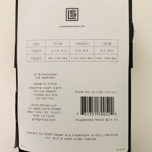 LAUNDRY Dark Gray NWT Sweater Footed Tights Size L - Picture 3 of 3